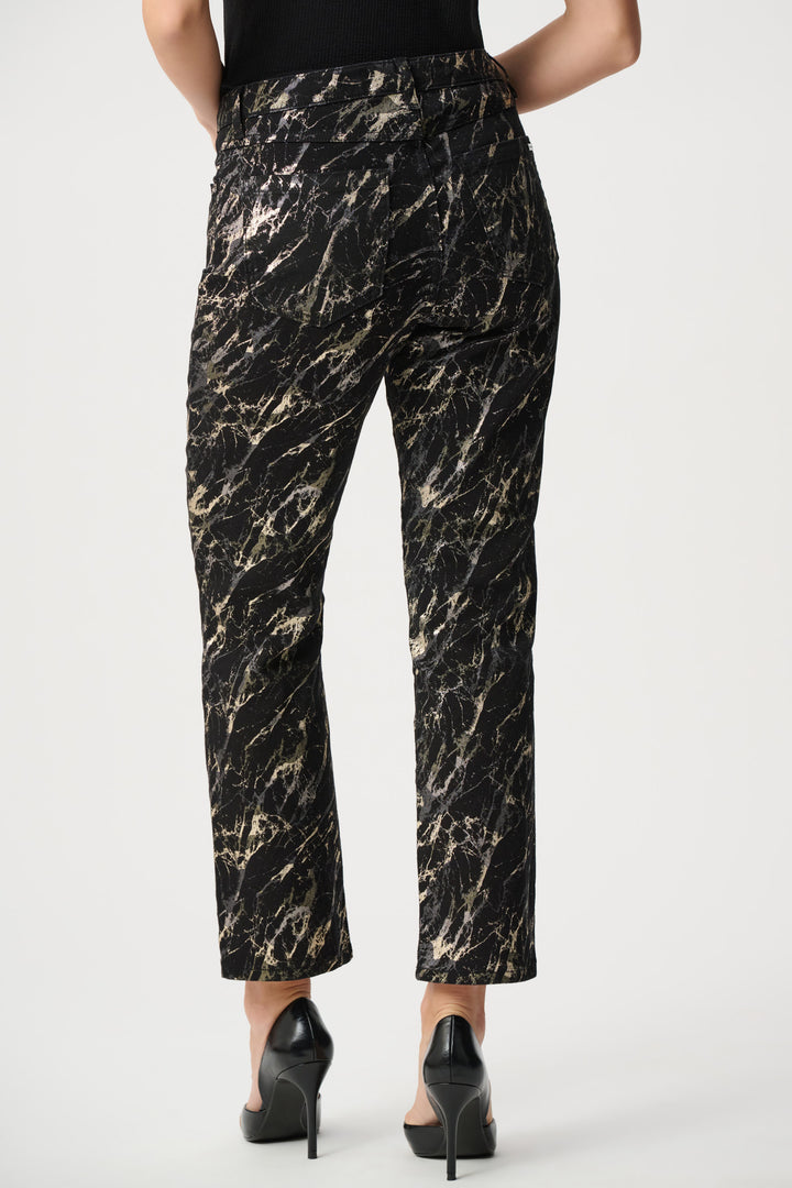 Stretch Denim Abstract Print Straight Leg Classic Jeans Style 263972
