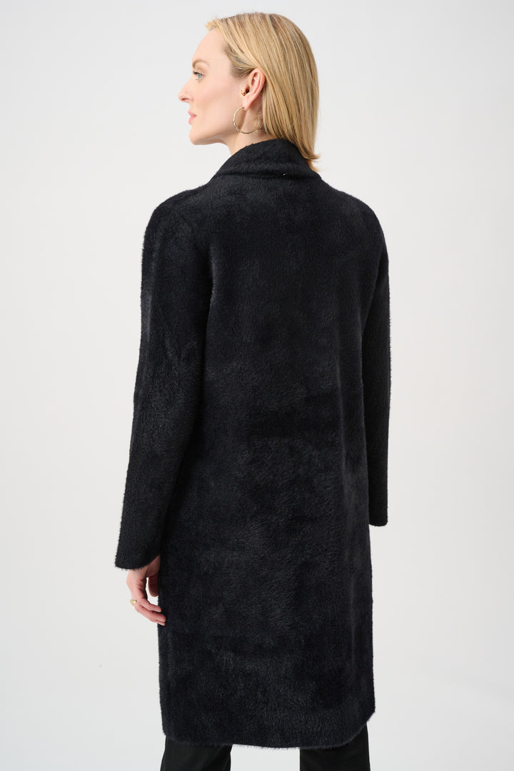 Feather Yarn Knit Coat With Detachable Faux Fur Collar Style 263973