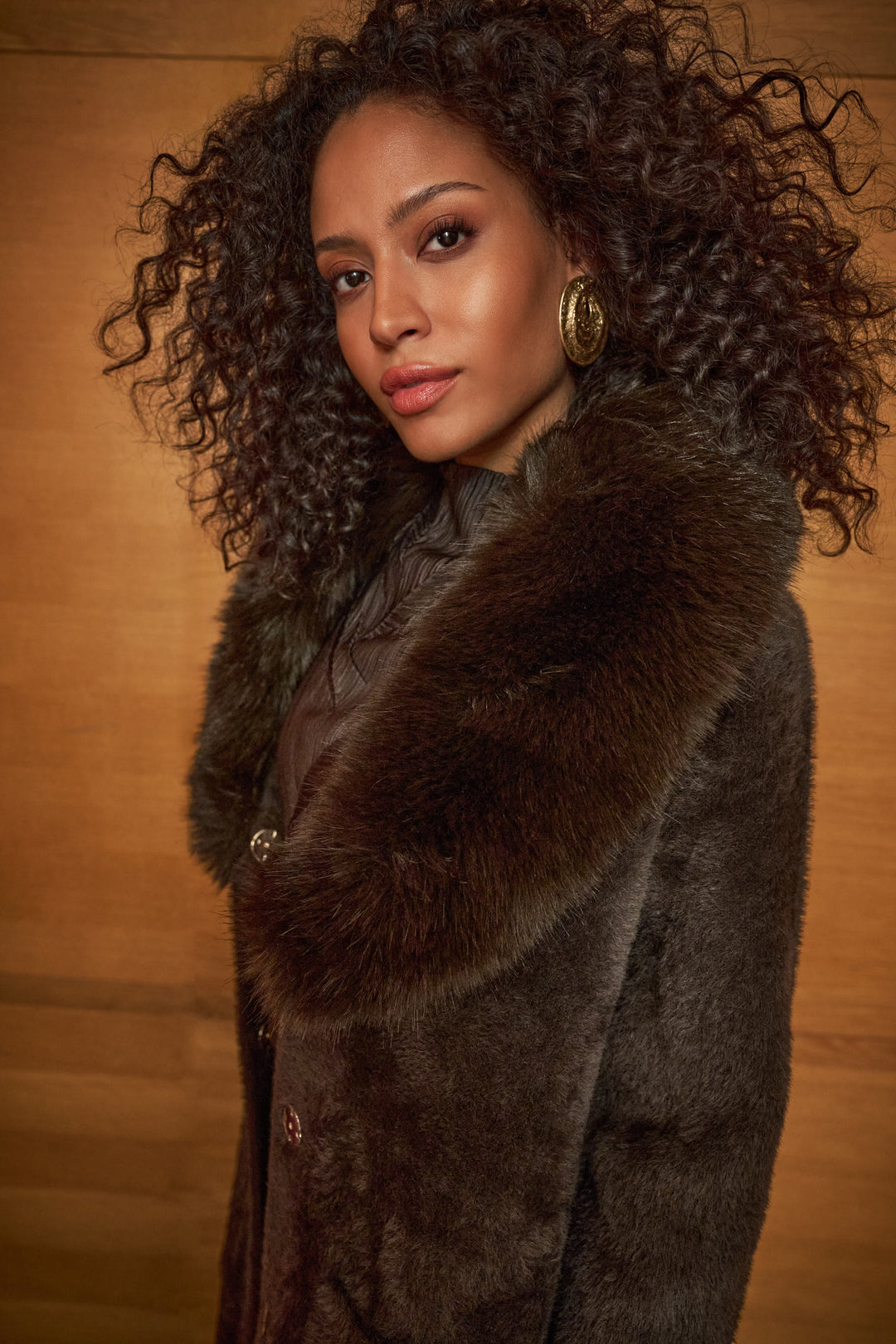 Feather Yarn Knit Coat With Detachable Faux Fur Collar Style 263973