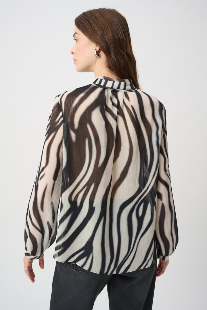 Animal Print Chiffon Tie-Neck Blouse 264023