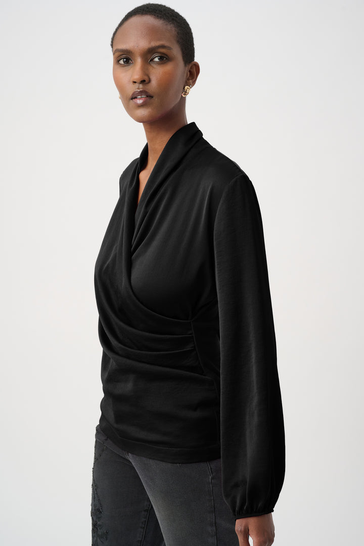 Recycled Satin Faux-Wrap Top 264026
