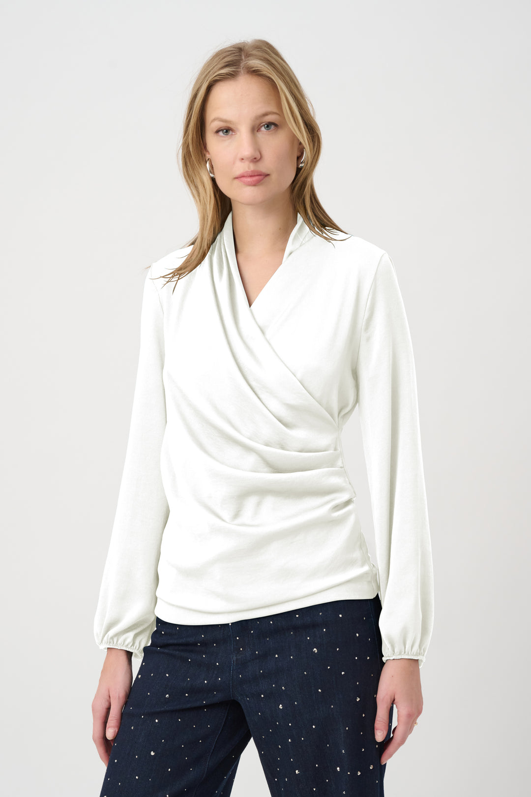 Recycled Satin Faux-Wrap Top 264026