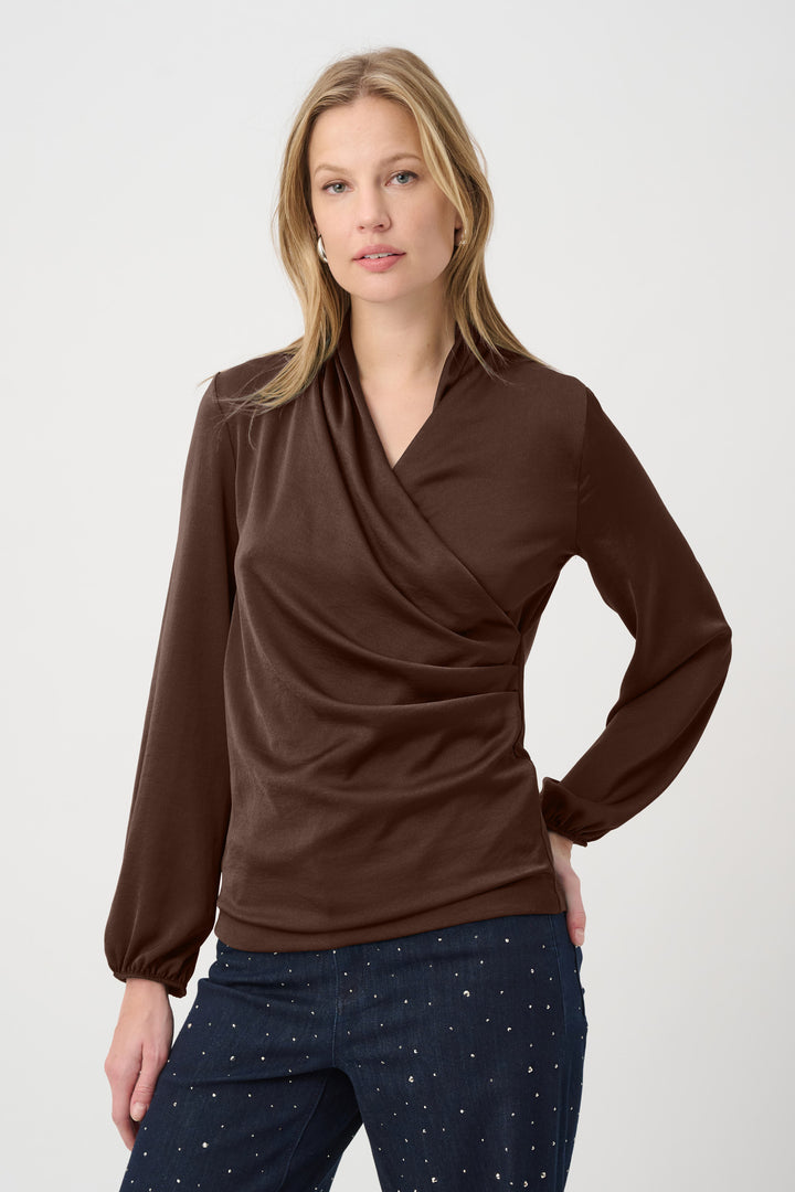 Recycled Satin Faux-Wrap Top 264026