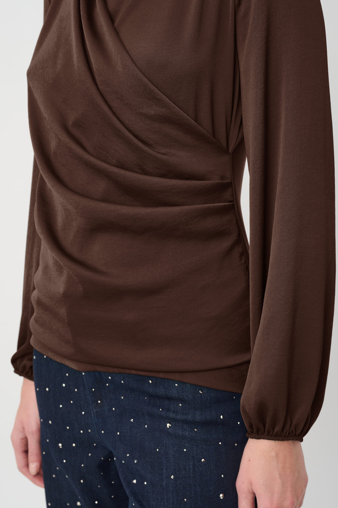 Recycled Satin Faux-Wrap Top 264026