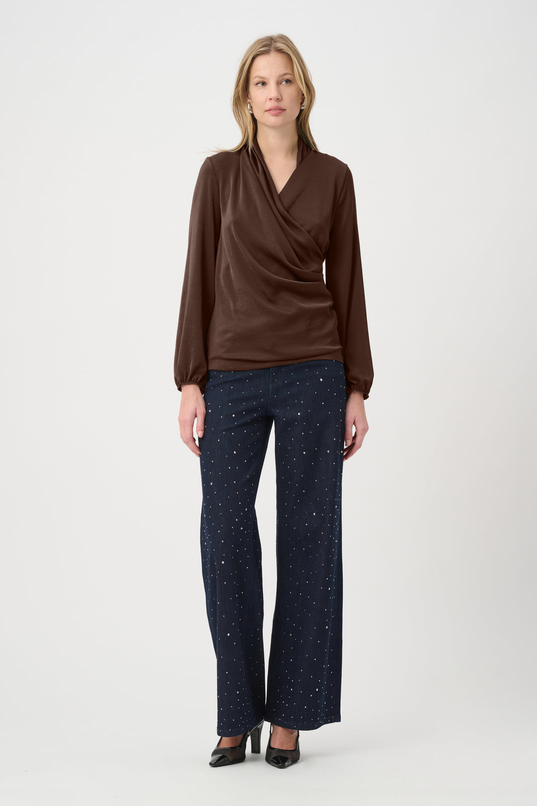 Recycled Satin Faux-Wrap Top 264026