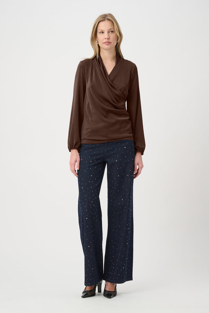 Recycled Satin Faux-Wrap Top 264026