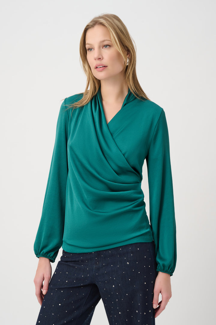 Recycled Satin Faux-Wrap Top 264026