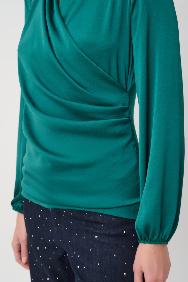 Recycled Satin Faux-Wrap Top 264026