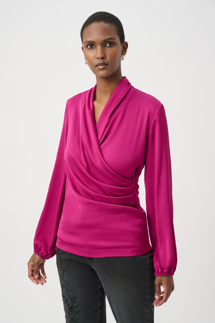 Recycled Satin Faux-Wrap Top 264026
