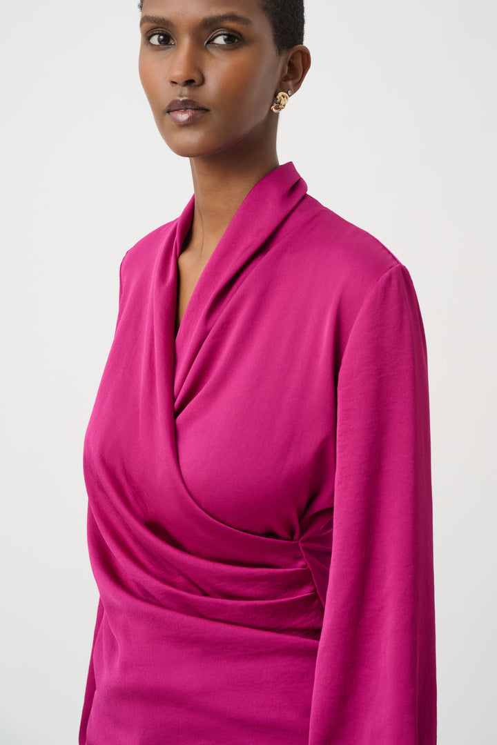 Recycled Satin Faux-Wrap Top 264026