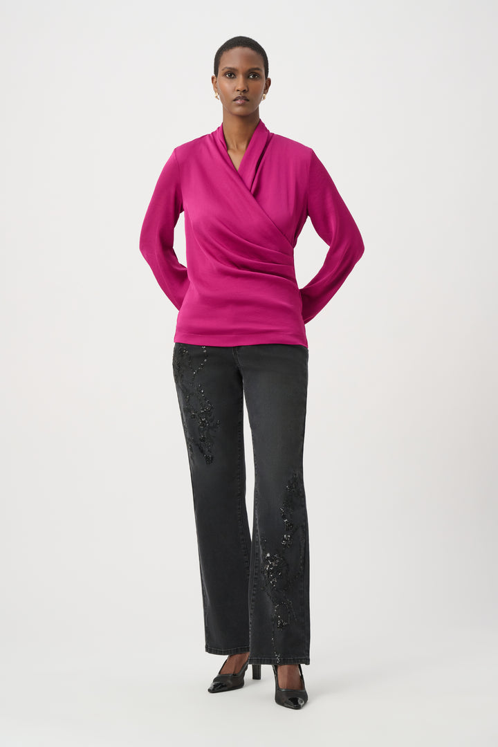 Recycled Satin Faux-Wrap Top 264026