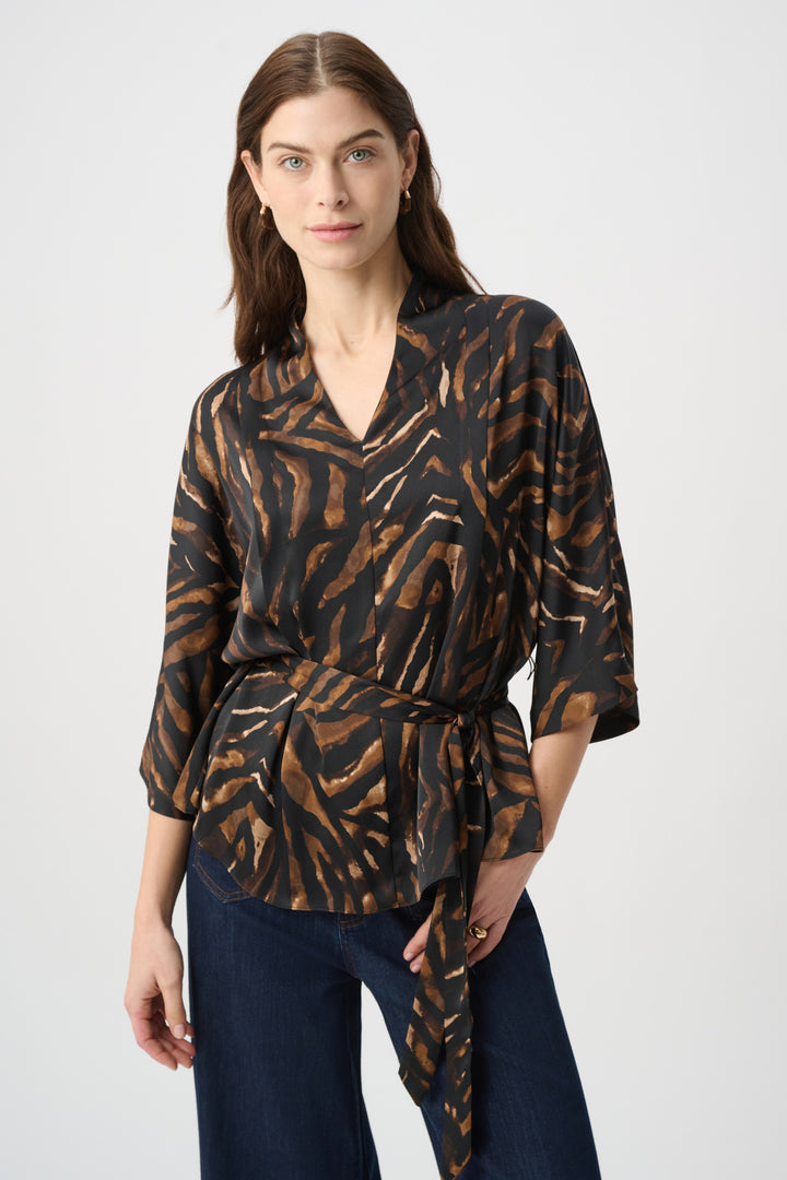 Animal Print Recycled Satin Belted Top 264027