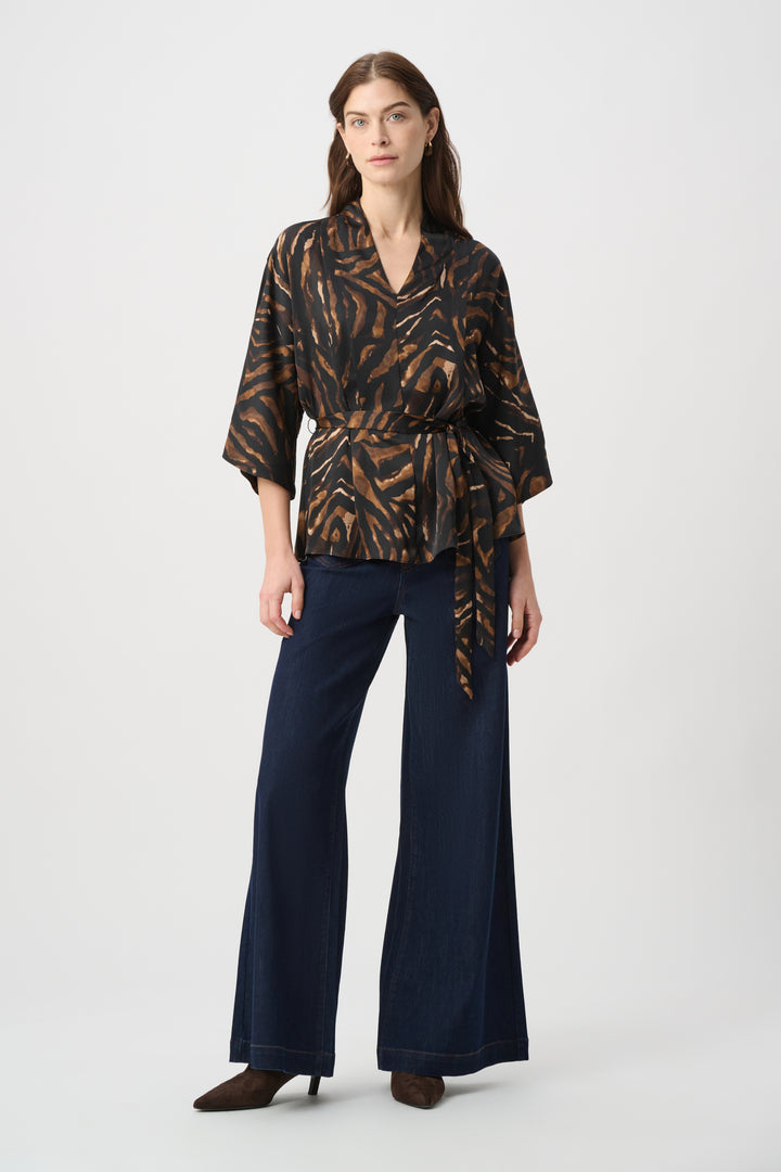 Animal Print Recycled Satin Belted Top 264027