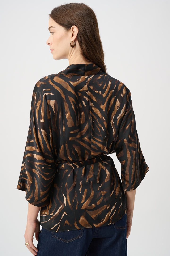 Animal Print Recycled Satin Belted Top 264027