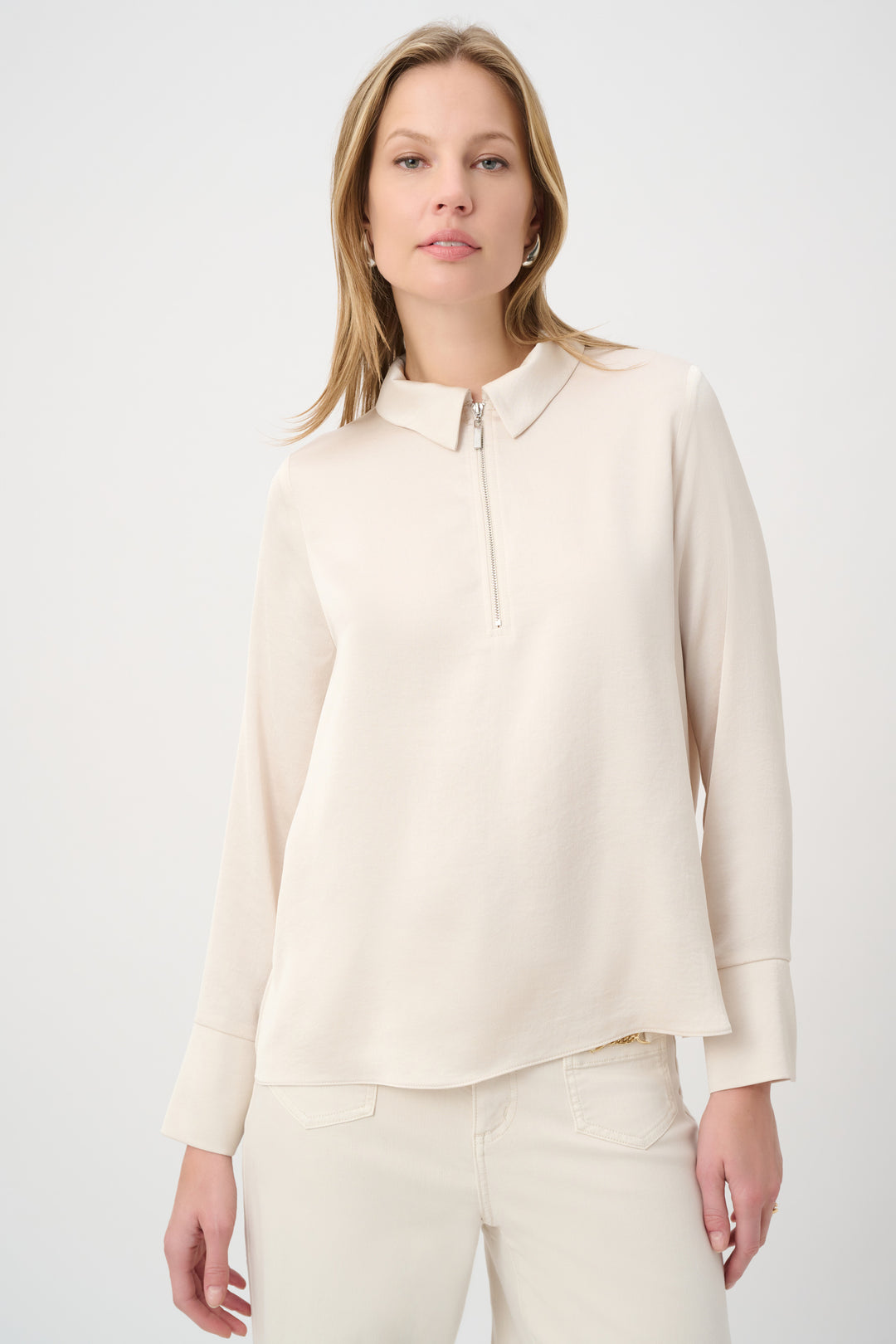 Recycled Satin Shirt collar Top 264050