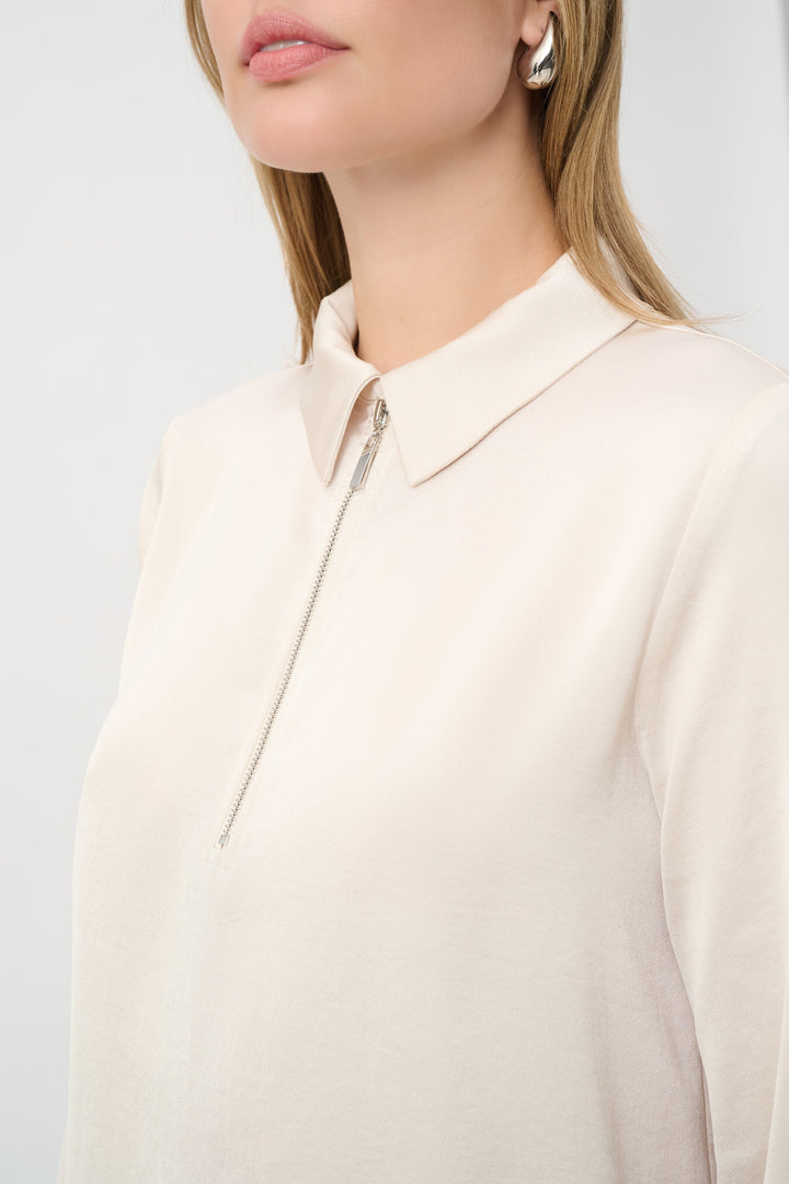 Recycled Satin Shirt collar Top 264050