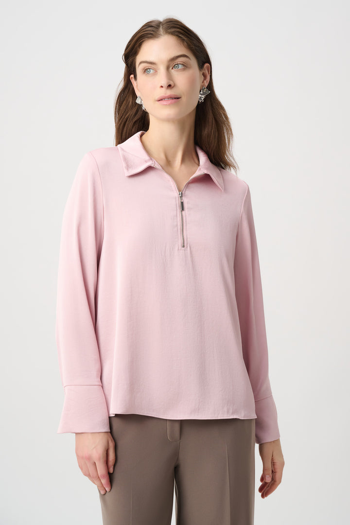 Recycled Satin Shirt collar Top 264050