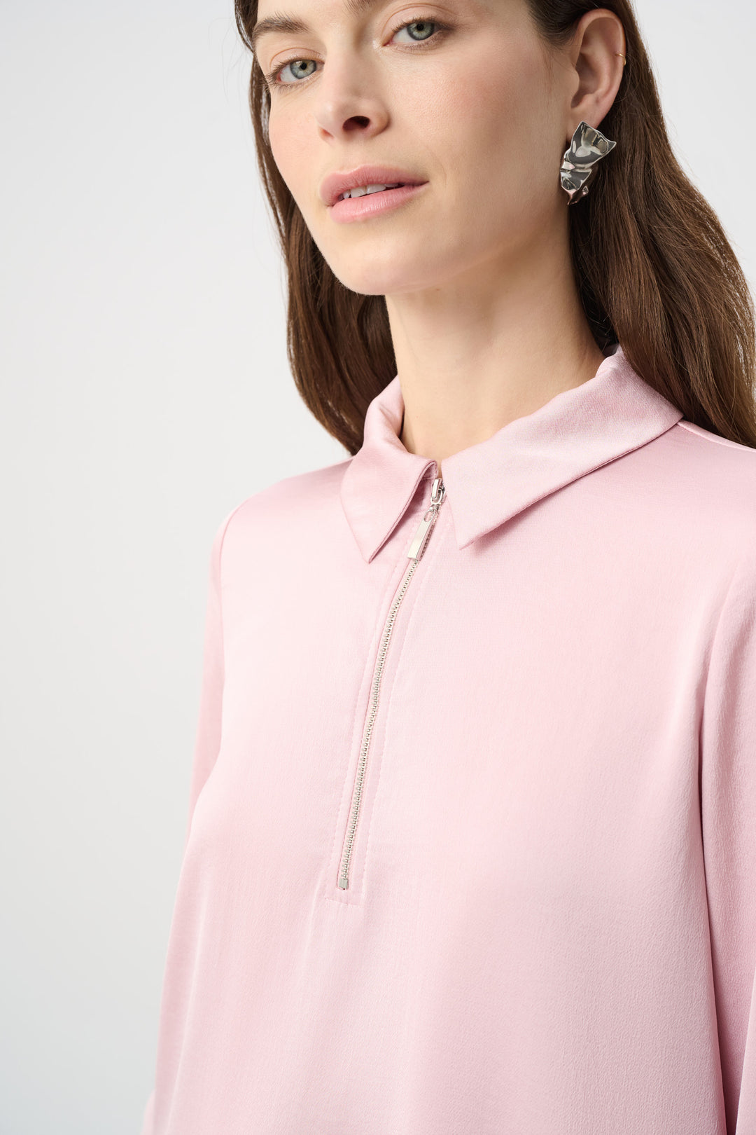 Recycled Satin Shirt collar Top 264050