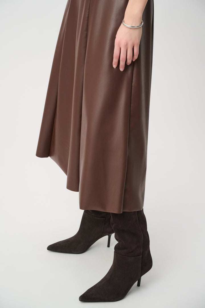 Leatherette Flared Midi Skirt 264053