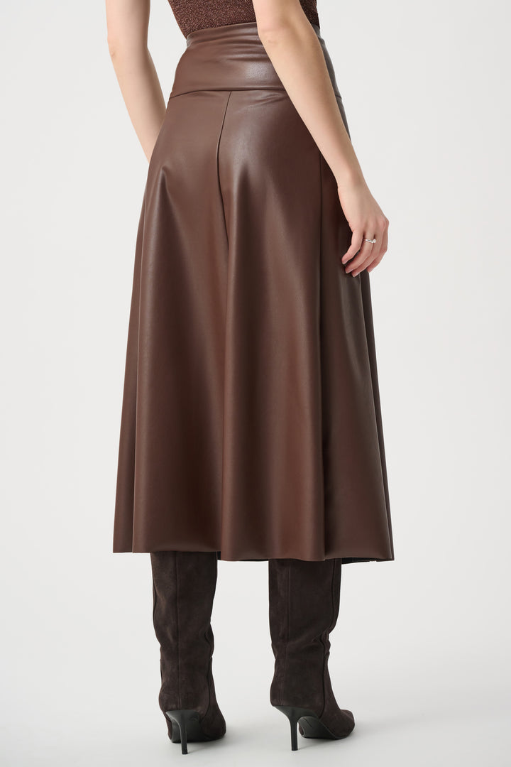 Leatherette Flared Midi Skirt 264053