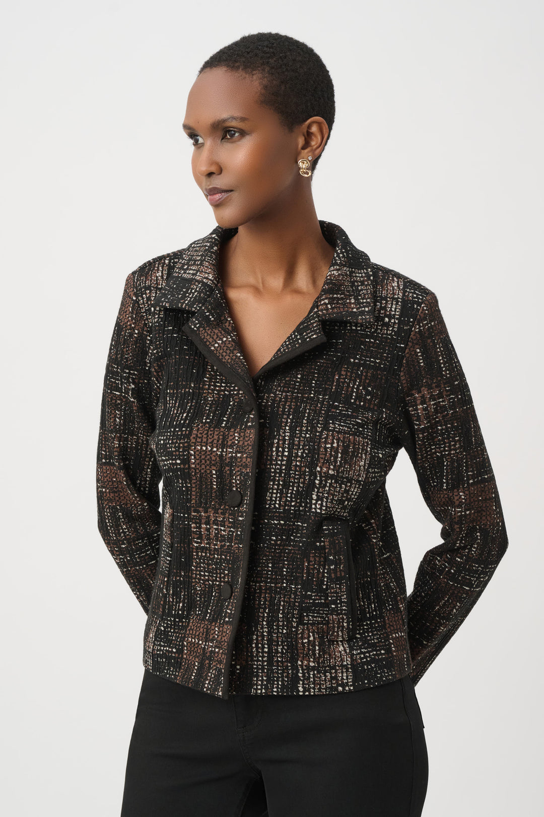 Plaid Knit Straight-Cut Jacket 264058