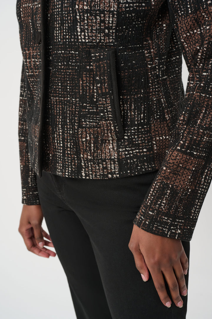 Plaid Knit Straight-Cut Jacket 264058