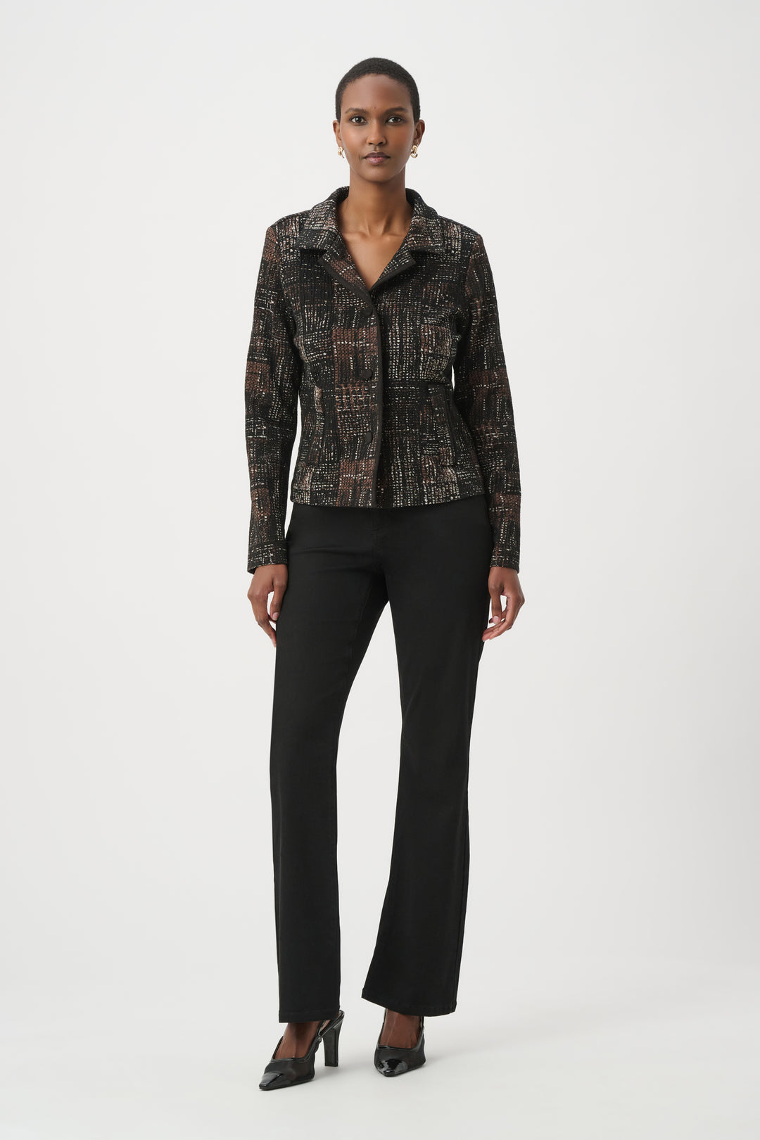 Plaid Knit Straight-Cut Jacket 264058