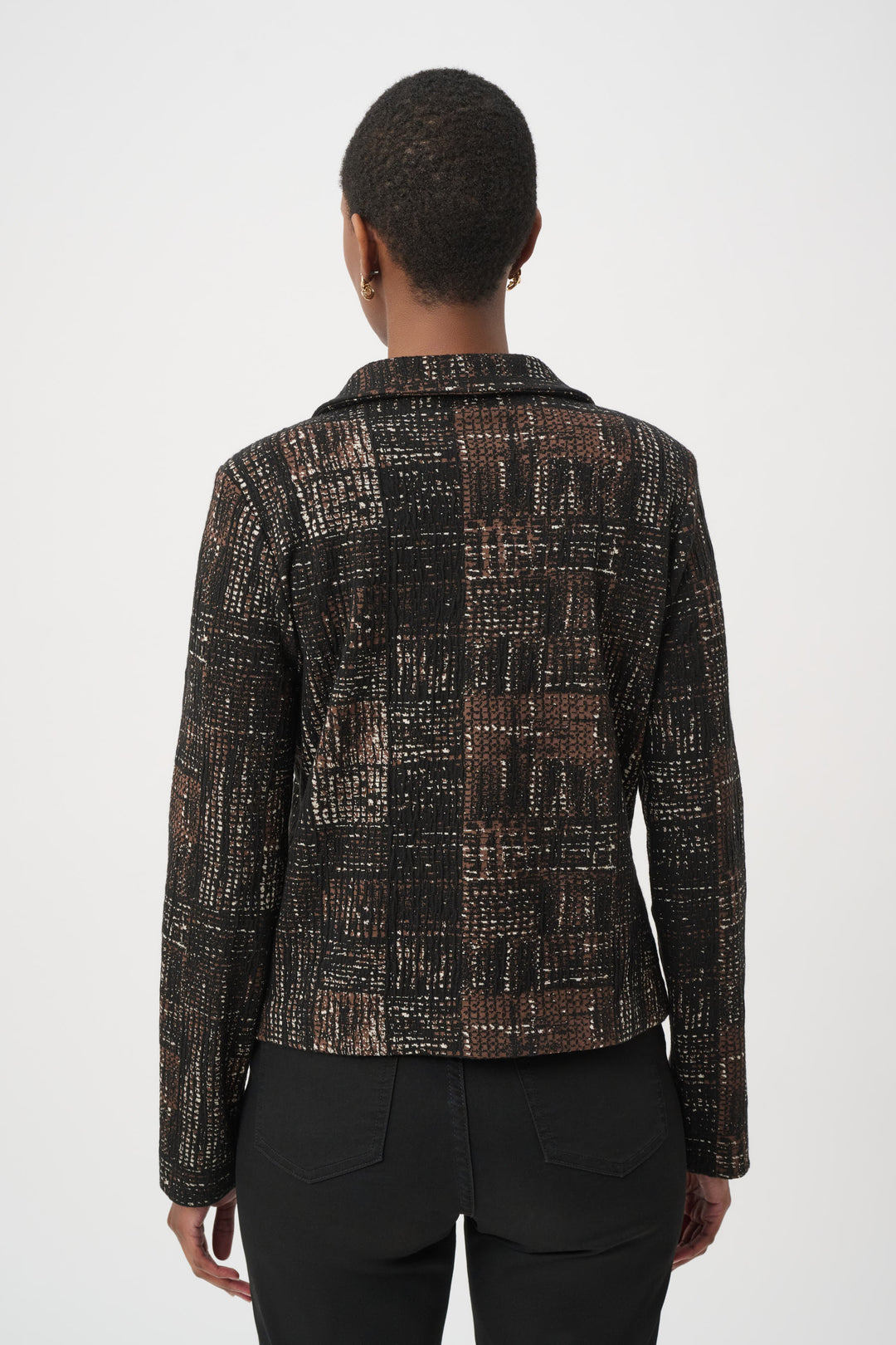 Plaid Knit Straight-Cut Jacket 264058