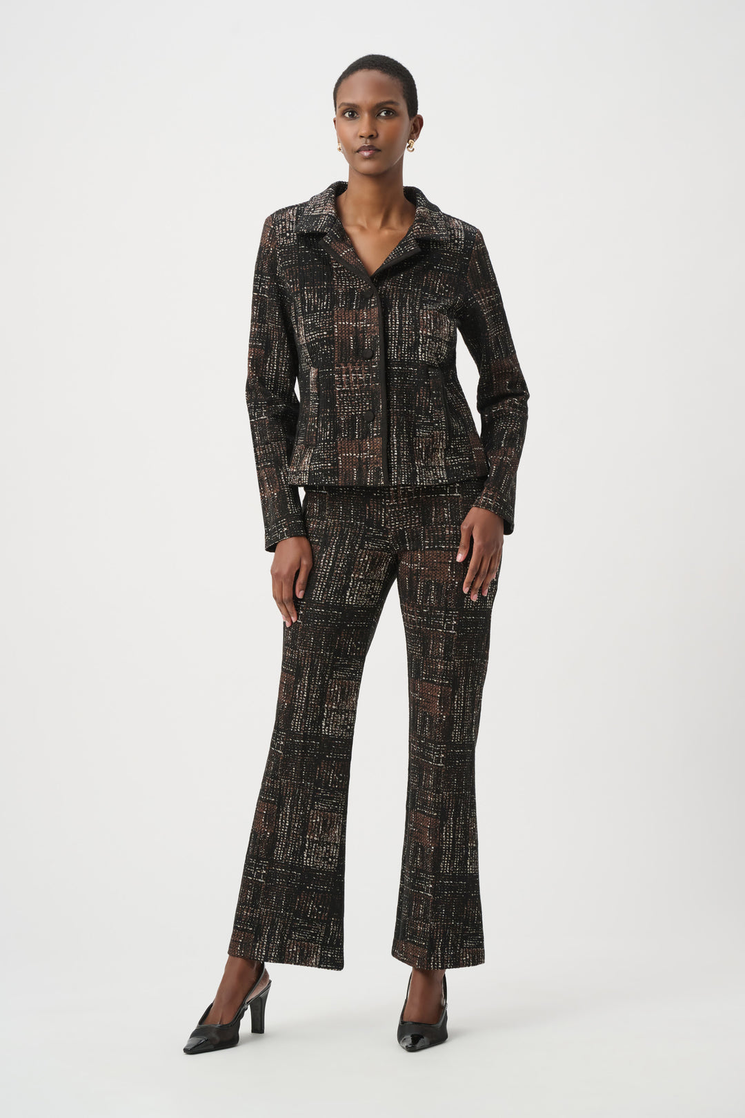 Plaid Knit Flared Pants 264059