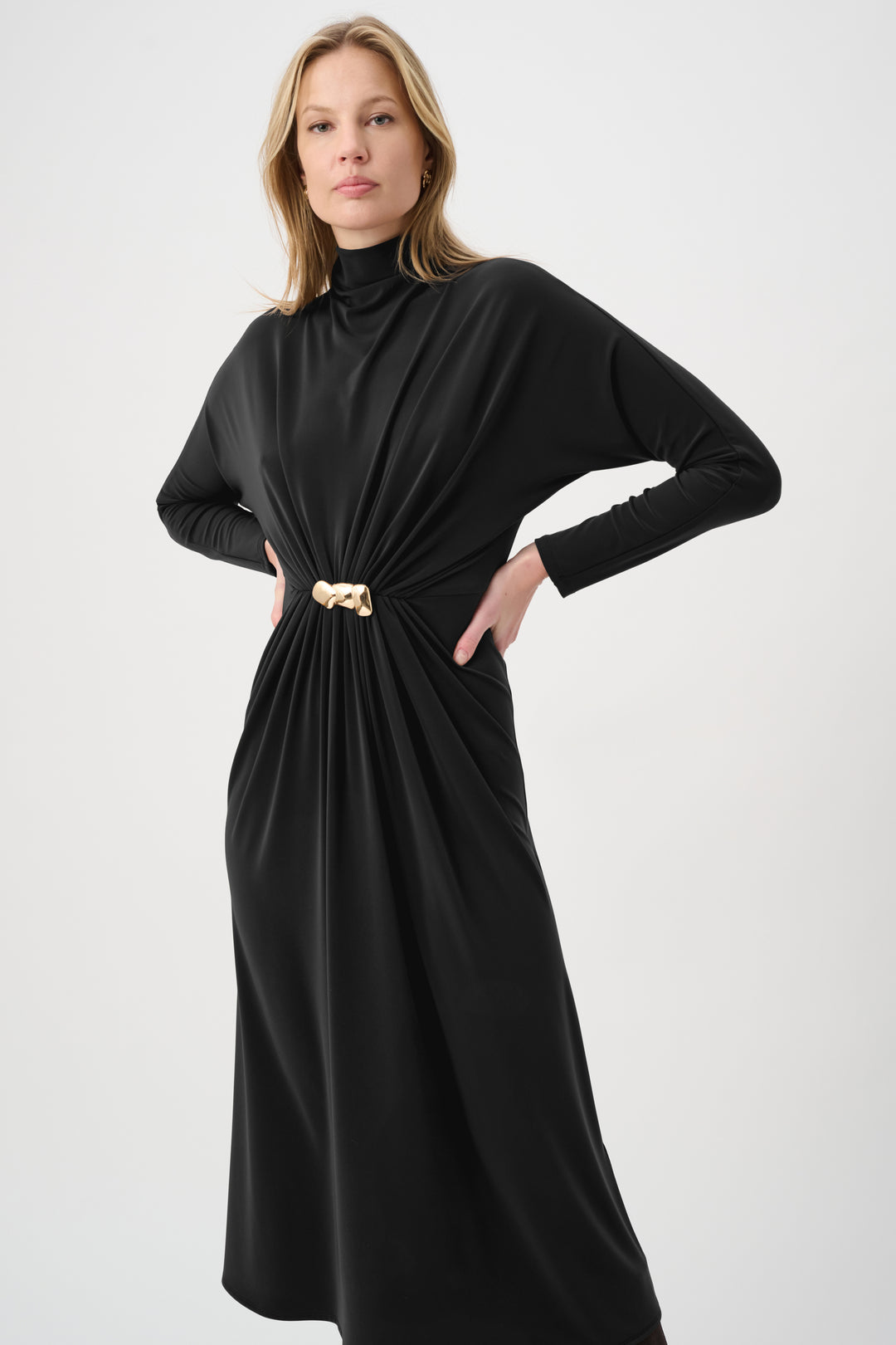 Draped Waist Turtleneck Dress 264065