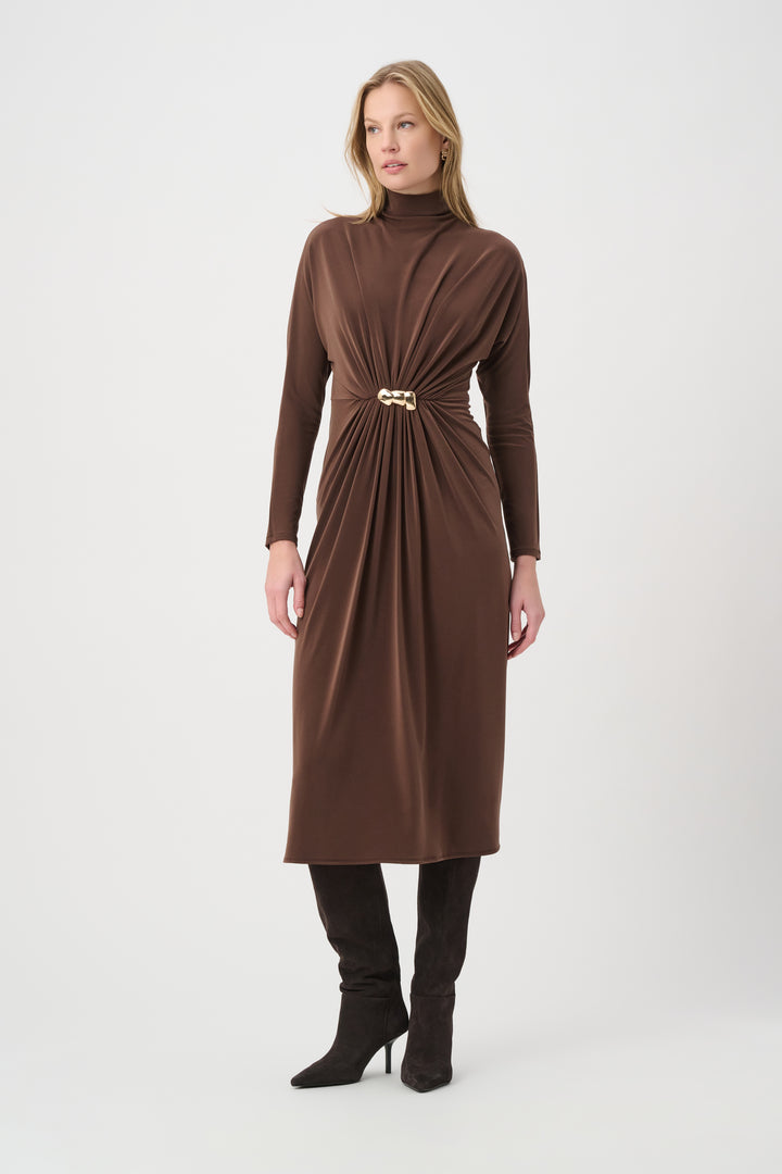 Draped Waist Turtleneck Dress 264065