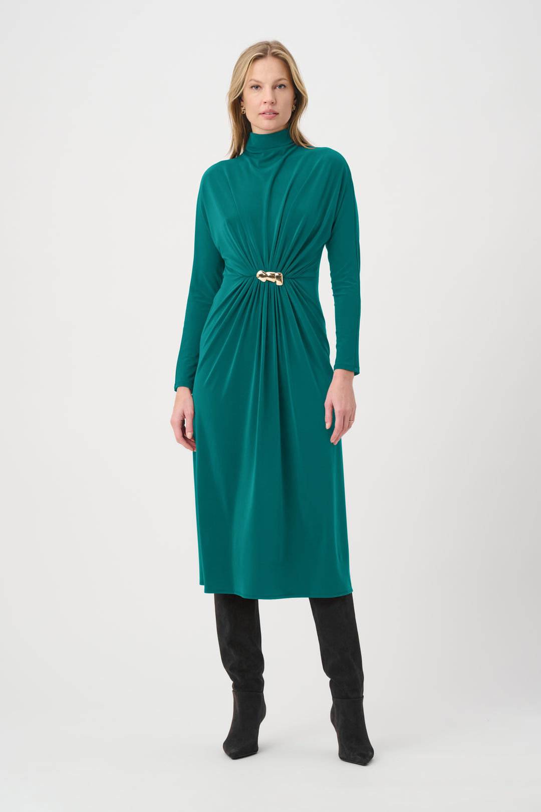 Draped Waist Turtleneck Dress 264065