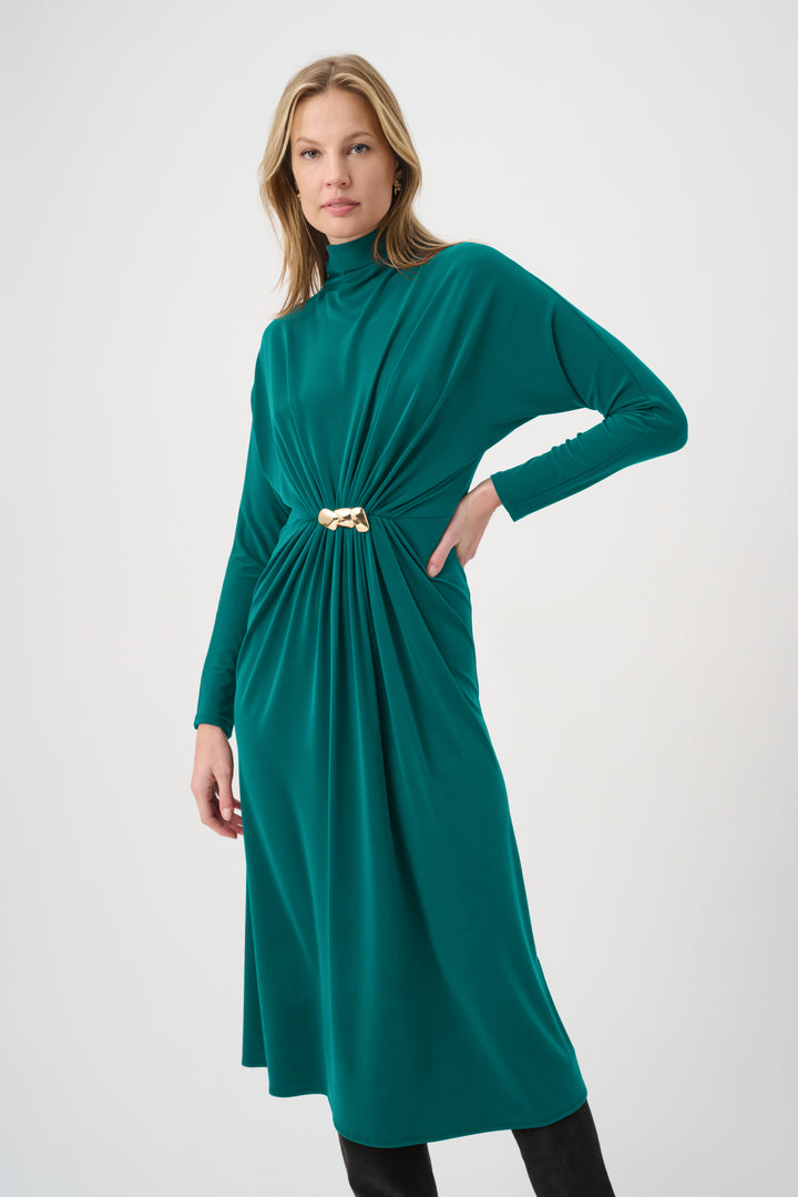 Draped Waist Turtleneck Dress 264065