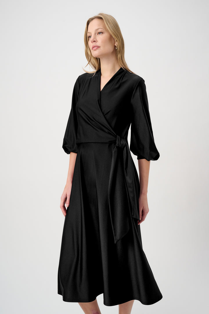 Knit Satin Flowy Wrap Dress 264070