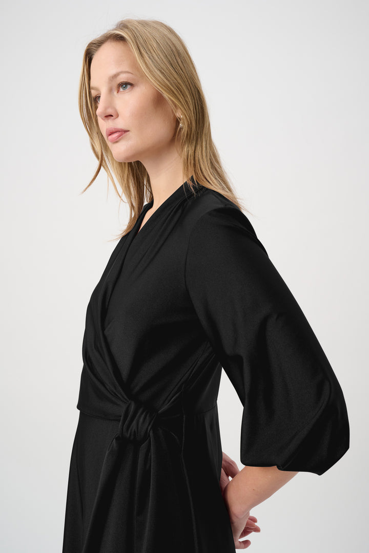 Knit Satin Flowy Wrap Dress 264070
