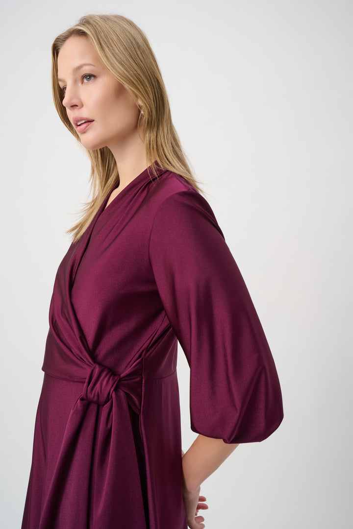 Knit Satin Flowy Wrap Dress 264070