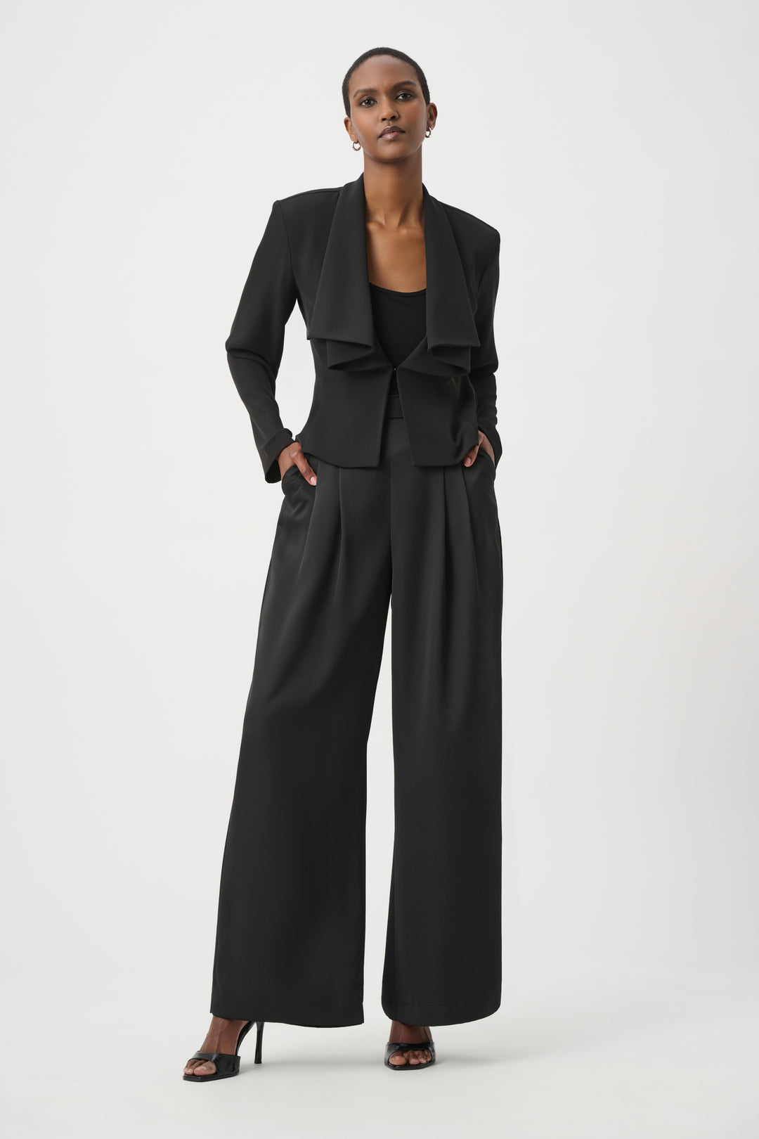 Draped Shawl Collar Cropped Blazer 264072