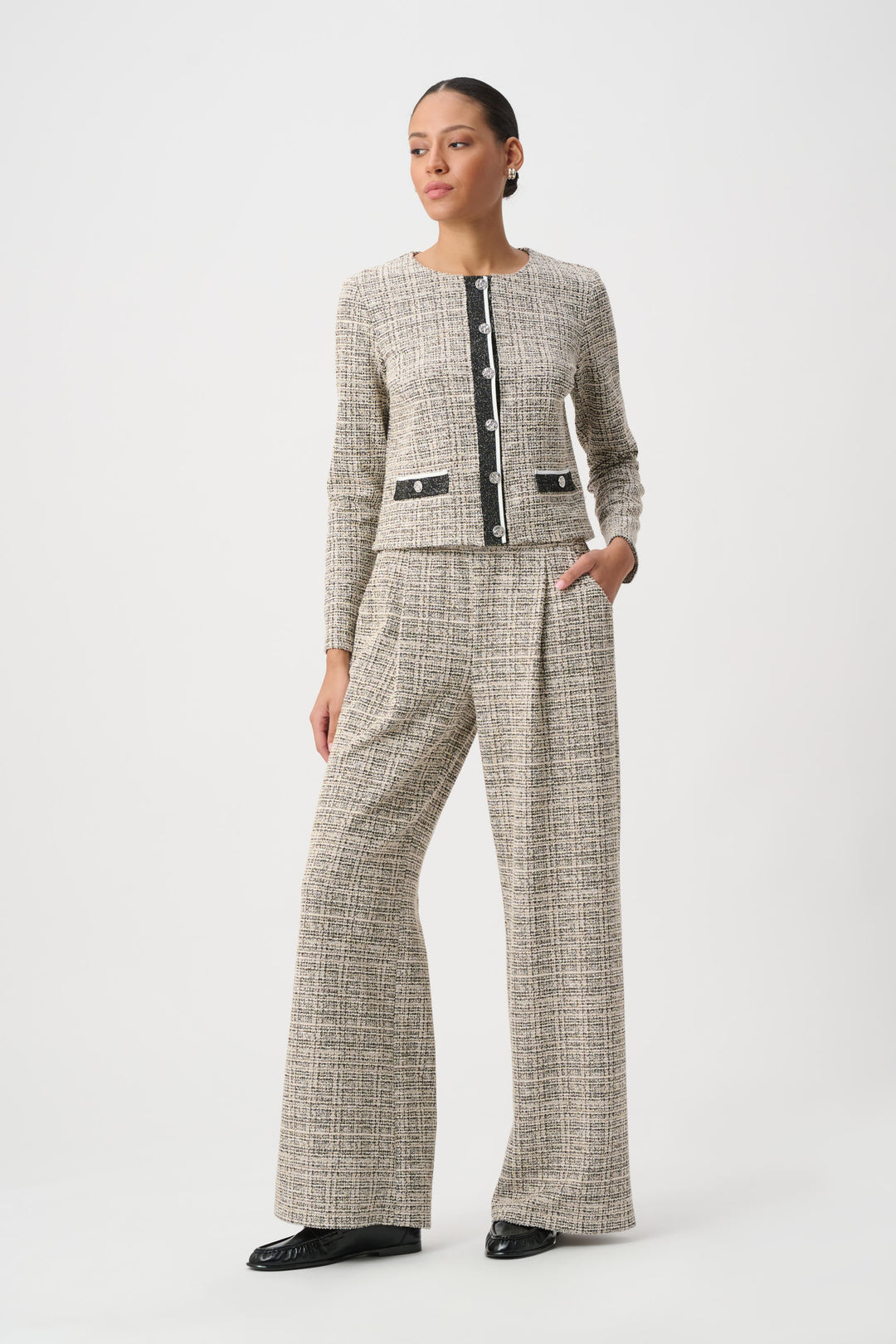Plaid Boucle Wide-Leg Pants 264079