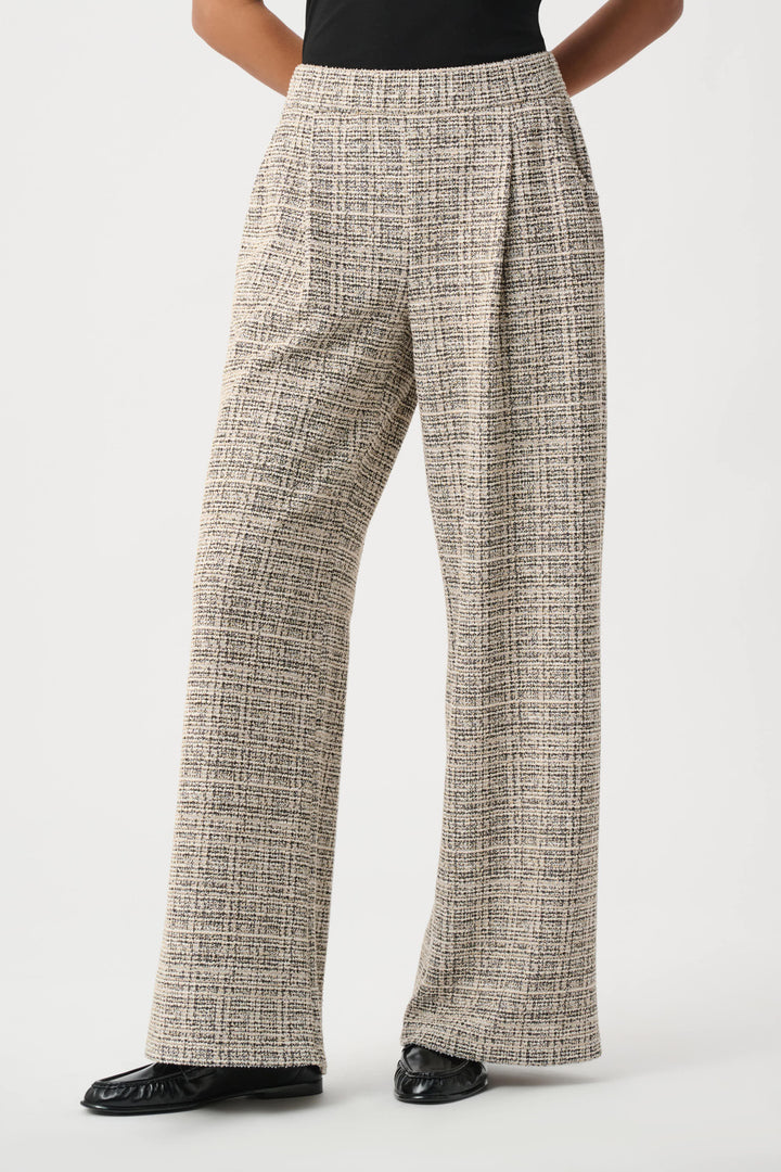 Plaid Boucle Wide-Leg Pants 264079
