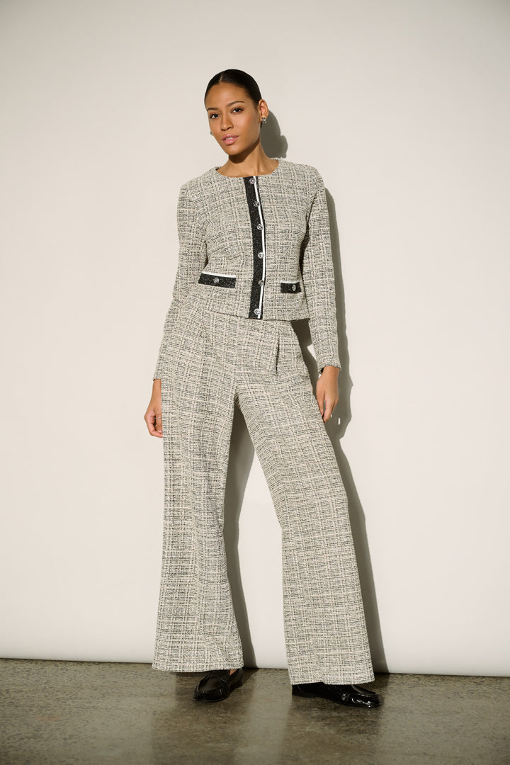 Plaid Boucle Wide-Leg Pants 264079
