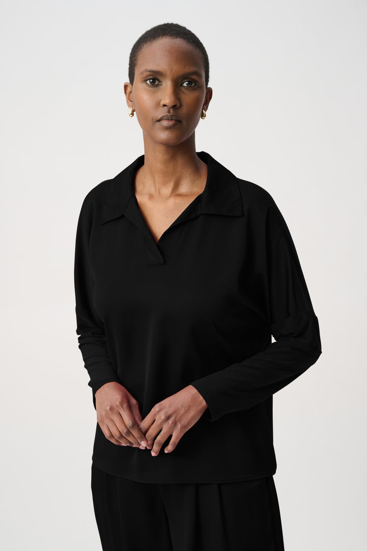 Recycled Satin Shirt Collar Top 264085