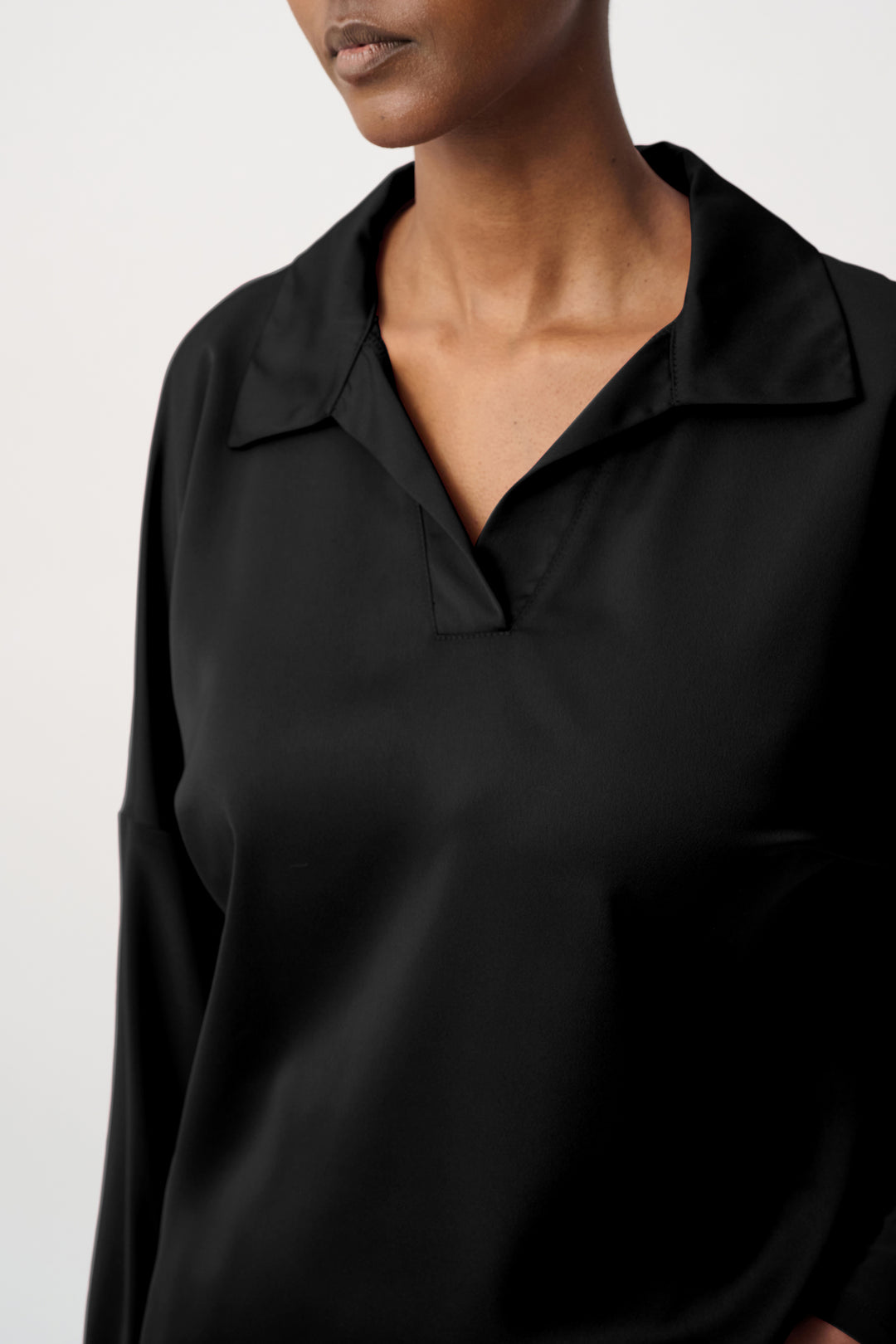 Recycled Satin Shirt Collar Top 264085