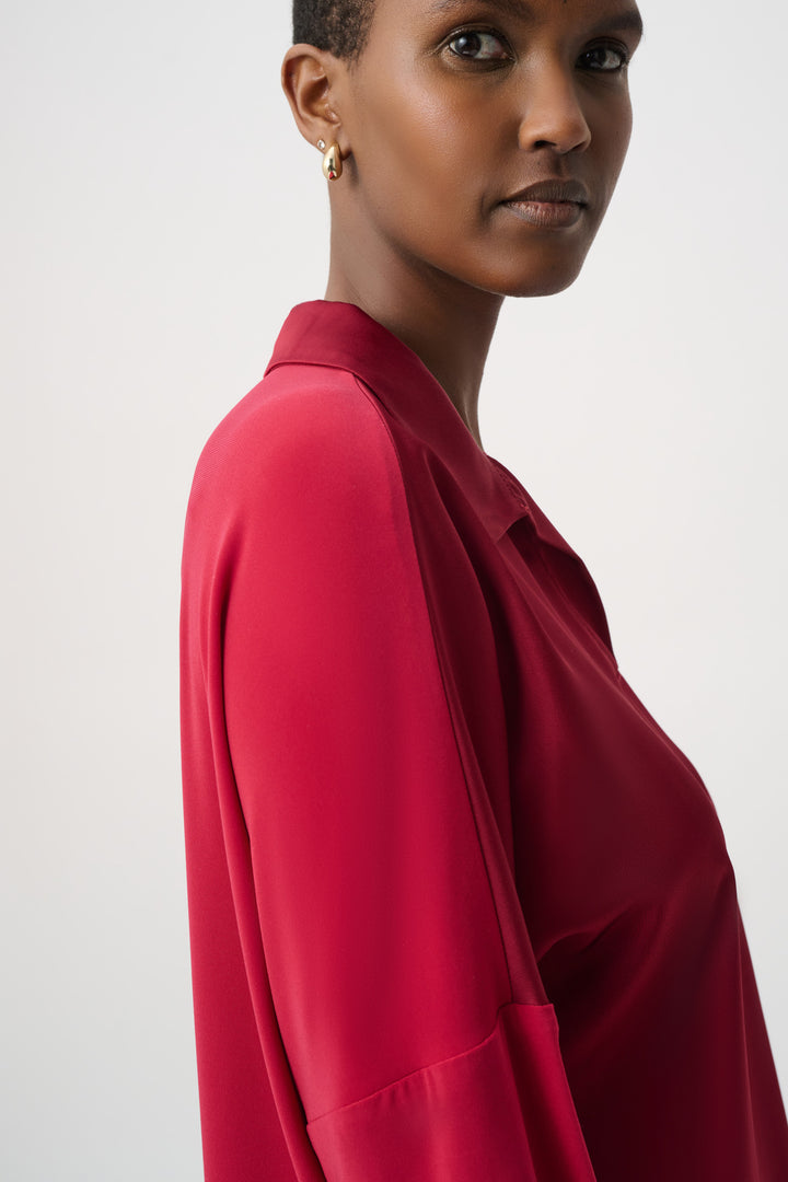 Recycled Satin Shirt Collar Top 264085