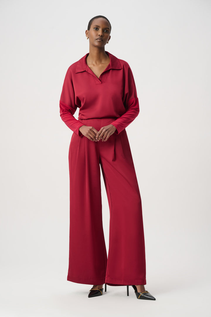 Recycled Satin Shirt Collar Top 264085