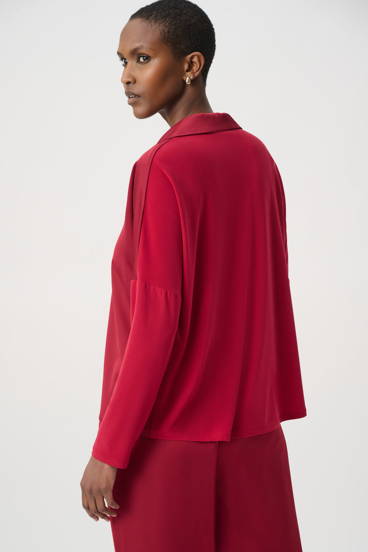 Recycled Satin Shirt Collar Top 264085