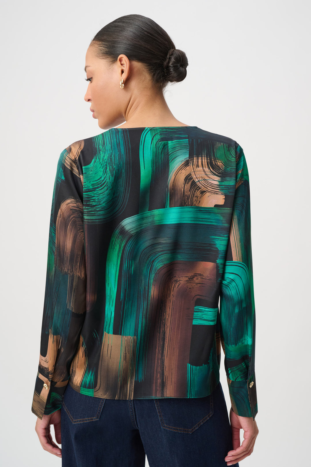 Abstract Print Satin Wrap Top 264103