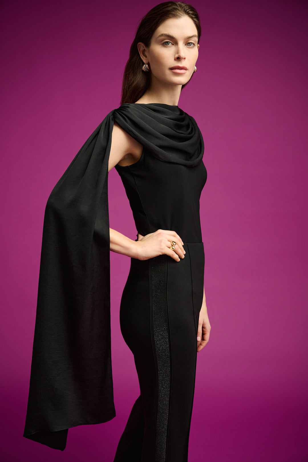 Scarf Collar Fitted Top 264113