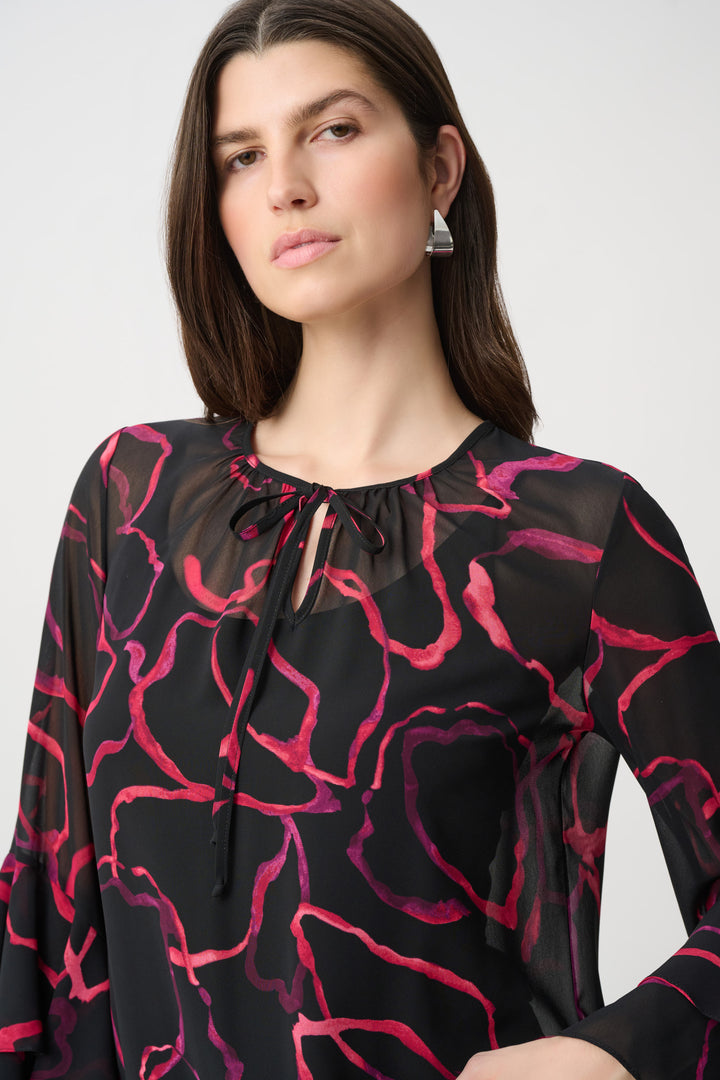 Floral Chiffon Tie-Neck Top 264115