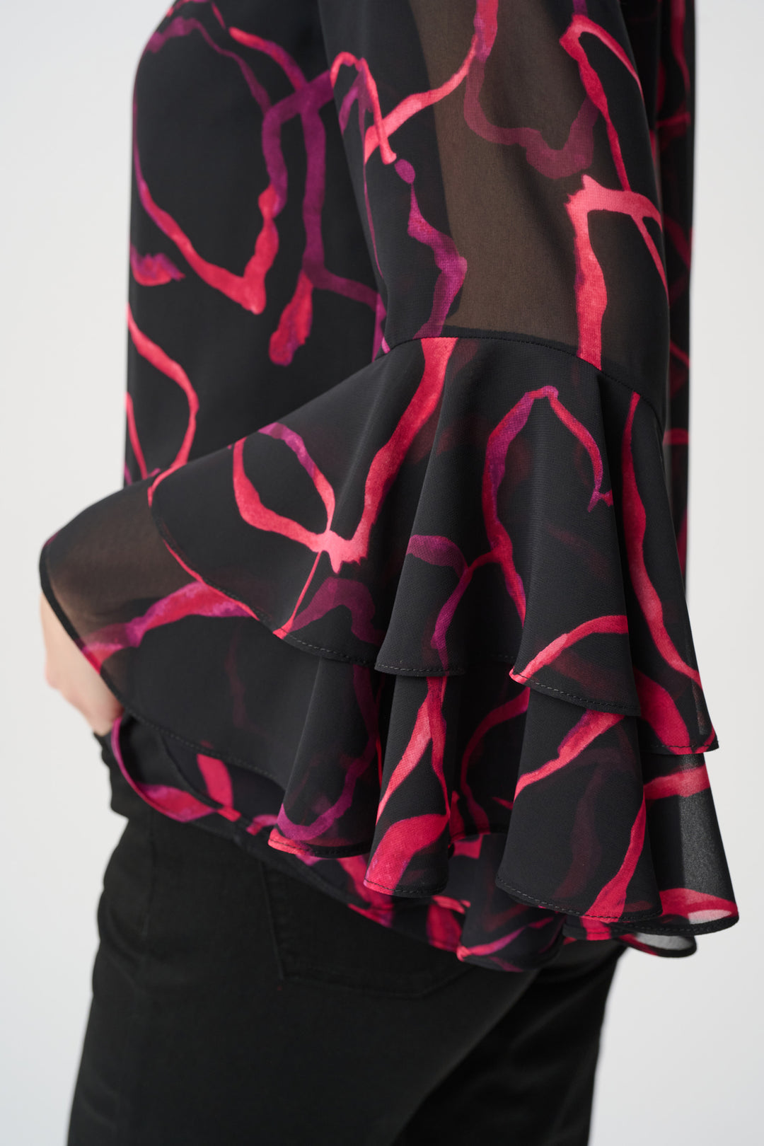 Floral Chiffon Tie-Neck Top 264115