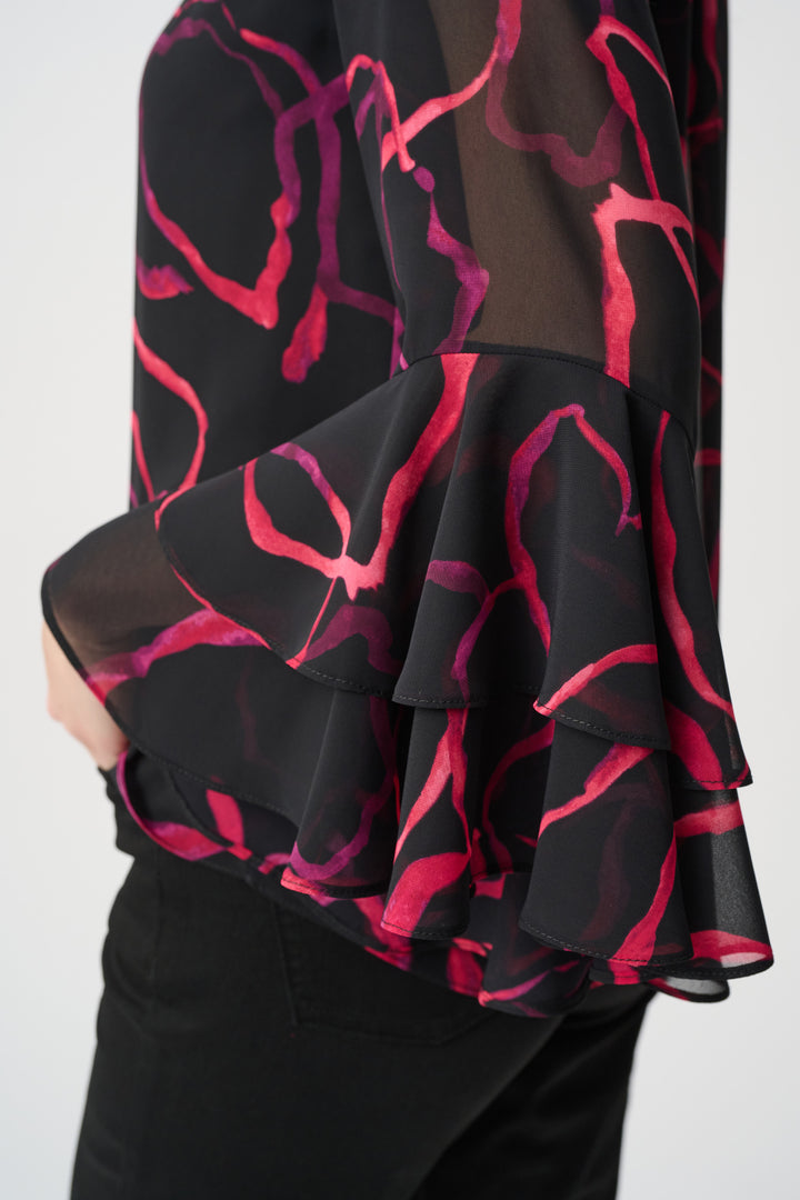 Floral Chiffon Tie-Neck Top 264115